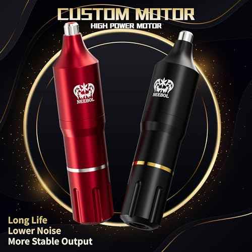 Neebol Wireless Tattoo Gun Kit, Rotary Tattoo Pen with 1500mAh Battery, Screen Display, 20 Cartridge Needles, 10 Inks, Complete Tattoo Gun Kit for Beginners and Professionals, Cordless Machine, Red