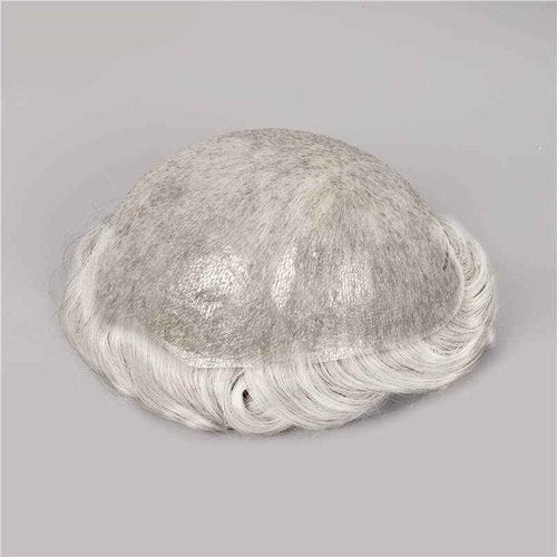 Amiable Toupee for Men, Hairpieces Mens Wig Human Hair Replacement System 0.04mm PU Thin Skin Black Male Hair Units mens toupee huaman hair (vloop0.04-0.06mm, #59)