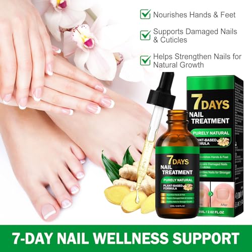 Fungal Nail Patches & Ginger 7 Days Nail Treatment, 21pcs Toenail Treatment Patches Extra Strength - Overnight Nails Repair Care for Damaged, Discolored Nails
