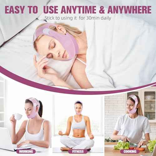 Chin Strap For Sleeping - Jawline Shaper with 3D Design & Graphene Material,Double Chin Reducer to Prevent Sagging & Shape Vline Face - Double Chin Eliminator - Gifts for Women