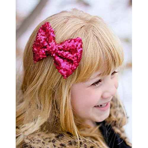Love Fairy Fashion Bow Hairpin Sequins Hair Clip Multicolor 0ptional for Children and Women (Hot Pink) free