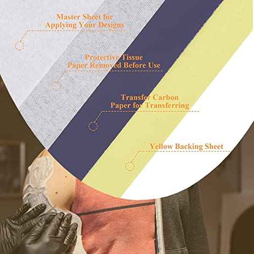 Yuelong 40PCS Tattoo Skin Practice and Transfer Paper Kit Includes 10PCS Double Sided Blank Fake Skin and 30PCS Stencil Paper for Tattoos Practice Tattooing Microblading Supplies