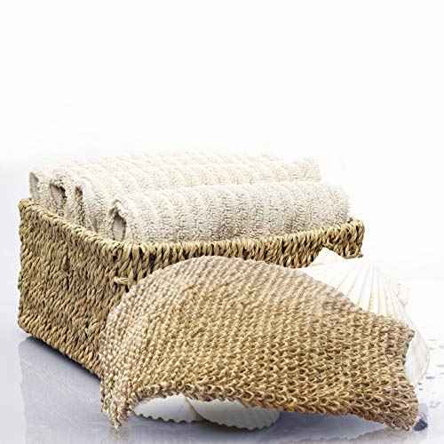 (2 Pack) Natural Exfoliating Hemp Bath Mitt Shower Gloves Loofah Washcloth Sponge Machine Washable Body Scrubber (ROUGHER Hemp)