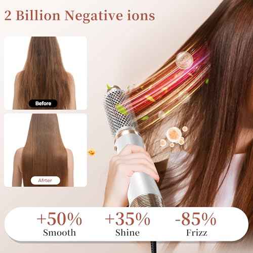 6 in 1 Hair Dryer Brush, Upgrade Detachable Blow Dryer Air Styler Wrap Curler, Hot Air Brush Curly Twist Curling Iron, Negative Ion Blow Dryer Hot Styler, Travel Hair Styling Tool