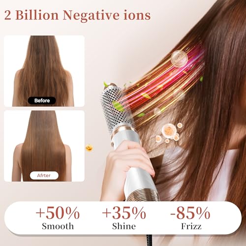6 in 1 Hair Dryer Brush, Upgrade Detachable Blow Dryer Air Styler Wrap Curler, Hot Air Brush Curly Twist Curling Iron, Negative Ion Blow Dryer Hot Styler, Travel Hair Styling Tool