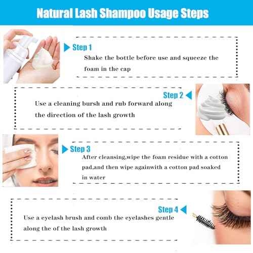 Eyelash Extension Shampoo 500ml Lash Extensions Shampoo Eyelid Foaming Cleanser Paraben & Sulfate Free Non-Irritating for Professional Salon and Home Use