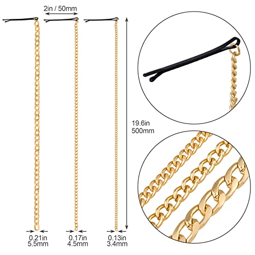 PAGOW 9Pcs Hair Clips Set - Multi-Strand Gold Head Chain, Tassel Ponytail Holders for Women and Girls, Nightclub Christmas Thanksgiving Party Accessory