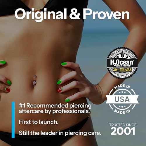 H2Ocean Body Piercing Foam Soap - Organic Sea Salt Aftercare with Aloe Vera, Alcohol-Free, Unscented, Vegan & Gentle Cleansing Tattoo and Piercing Soap for Healing & Moisturizing - 1.7oz