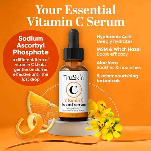 TruSkin Vitamin C Serum For Face ? Anti Aging Face Serum with Vitamin C, Hyaluronic Acid, Vitamin E ? Brightening Formula ? Improve Appearance of Dark Spots, Tone, Fine Lines & Wrinkles, 1 Fl Oz