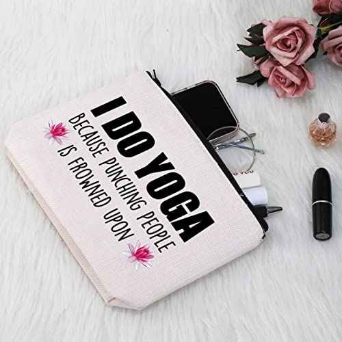 Yoga Gift Yoga Lover Gift Yoga Instructor Makeup Bag I Do Yoga Because Punching People Is Frowned Upon Cosmetic Bag Yoga Teacher Thank You Gift