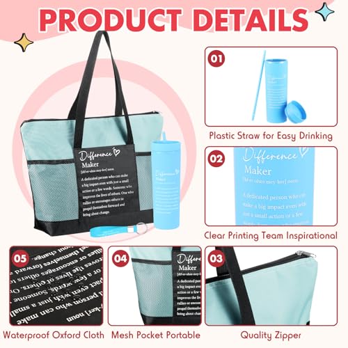 Paterr 36 Pcs Team Thank You Gifts Bulk Employee Appreciation Cups 16 Oz Large Tote Inspirational Bags and Keychains