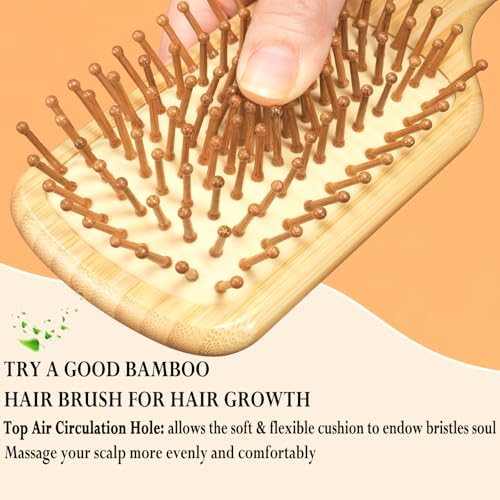 12 Pcs Bamboo Hair Brushes for Women, Bulk Natural Bamboo Bristles Paddle Brush for Scalp Massage, Engraving, Painting, DIY Custom Gifts for Wedding