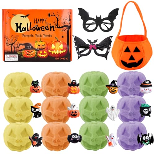 12 Piece Halloween Bath Bombs with Toys Inside for Kids, Bath Bombs with Surprise Inside, Halloween Party Favors for Kids, Halloween Trick or Treat Treat Gifts¡¦