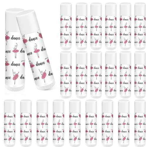 24 Pack Dance Theme Ballet Lip Balms Bulk Ballerina Moisturizing Lip Balms Gift Ballet Gifts Lips Balm Christmas Thanksgiving Day Dance Party Thanks Gift for Dancer Woman