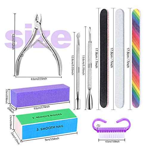 HNYYZL Manicure Kit - Nail File, Buffer, Cuticle Clipper, Pusher & Brush for Salon Nail Art