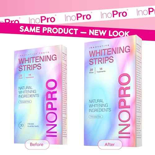 InoPro Teeth Whitening Strips 14 Treatments Kit - Teeth Whitener, Peroxide Free, Green White Strips for Teeth Whitening with Arbutin, Coconut Oil, Deep Stains Removal (28 Strips)