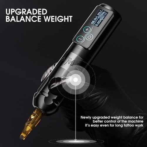 Ambition Vibe Tattoo Machine - Rotary Cartridge Battery Pen with 2400mAh Touch Buttons LED Digital Display Wireless Power Brushless Motor Tattoo Equipment Supply for Professional Artists and Beginners