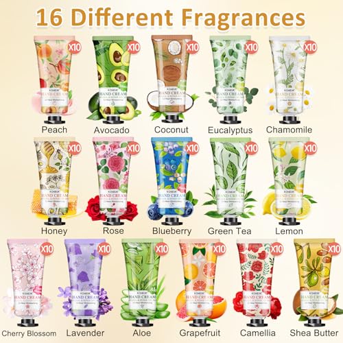 160 Pack Hand Cream Gifts Set, Christmas Gifts for Guests, Thank You Gifts, Bridesmaid Gifts, Birthday Gifts and Stocking Stuffers for Women, Bulk Hand Lotion Travel Size for Dry Cracked Hands