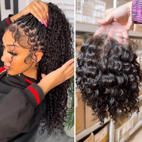 Hair Full Lace Wigs Human Hair Wet Curly Full Lace Human Hair Wigs for Women Deep Wave HD Transparent Pre Plucked Bleached Knots With Baby Hair 7 Inch