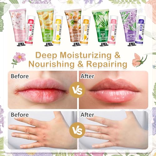 80 Sets Hand Cream Bulk and Lip Balm Bulk Gifts, Stocking Stuffers for Women Teengirls, Christmas Gifts,Bridesmaid Gifts for Guests with Thank You Card Organza Bags,Thank You Gifts, Small Gifts