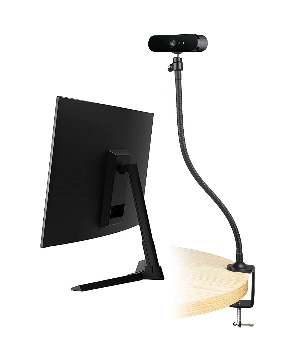 AceTaken 25 inch Flexible Desktop Jaw Long Arm Clamp Mount Holder Stand Compatible with Logitech MX Brio 4K, Brio 4K, Brio 500 Webcams