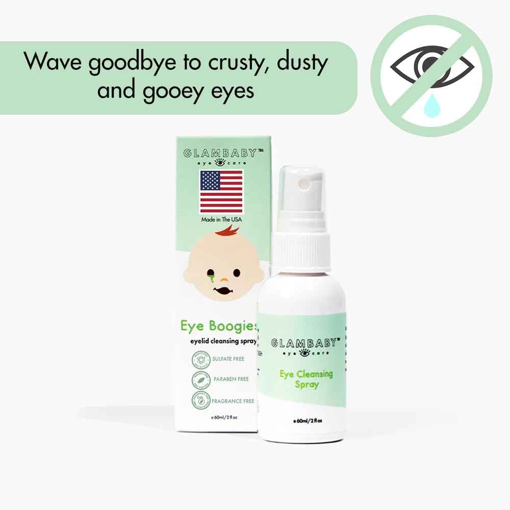 GlamBaby Eye Boogies Stye Eye Treatment | Sting-Free & Wipe-Free | Hypochlorous Eyelid Cleanser & Pink Eye Drops | Provides Allergy Conjunctivitis & Blepharitis Relief | Baby Eye Drops Spray (2 Pack)