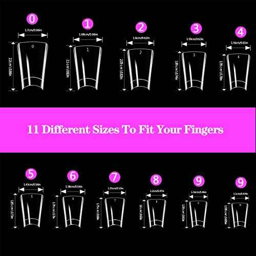 550pcs Duck Nail Tips, Clear Curved Duck Acrylic Nails, Half Cover Duck Feet Flare Nail Tips for Acrylic Nails Professional, Short Fan French False Nail Extension for Nail Salon 11 Sizes