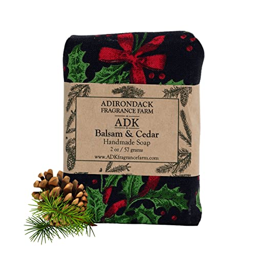 ADK Balsam & Cedar All Natural Soap Bar 2oz., Handmade Vegan Olive Oil Body Soap for Dry and Sensitive Skin, Moisturising for Men, Women & Babies, Produced in the USA