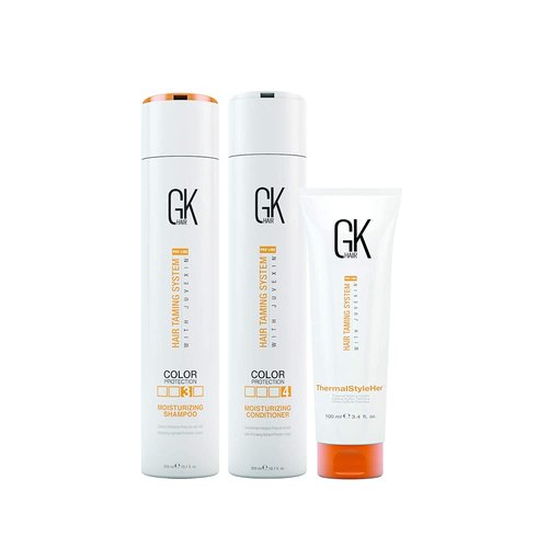 GK HAIR Global Keratin Moisturizing Shampoo & Conditioner 300ml - ThermalStyleHer - 100ml/3.4oz Heat Styling Protection Anti Frizz Hair