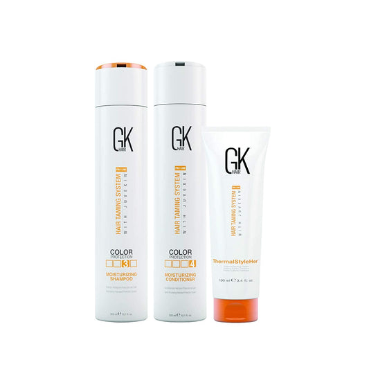 GK HAIR Global Keratin Moisturizing Shampoo & Conditioner 300ml - ThermalStyleHer - 100ml/3.4oz Heat Styling Protection Anti Frizz Hair