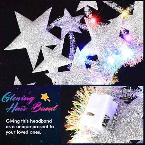 GORTIN Light up Stars Headband LED Headpiece Glowing Halloween Costume Headwear Rave Hair Accessories for Women