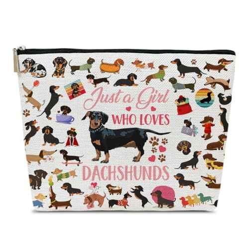 Funny Dachshund Makeup Bag, Dachshund Gift for Dachshund Lover, Dachshund Gifts for Women, Best Gift Idea for Dog Loves, Funny Birthday Christmas Gift For Pet Owner Sister Bestie Bff