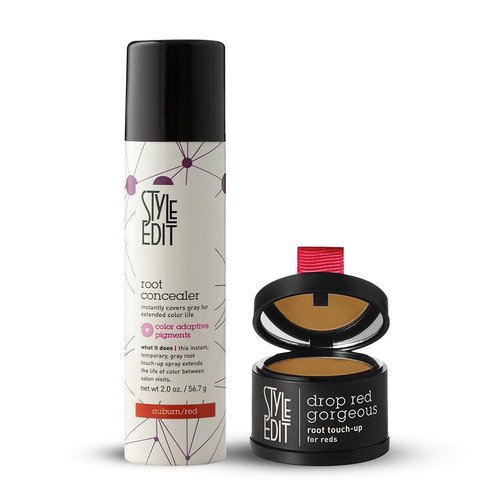 Style Edit Root Concealer Spray and Root Touch Up powder, to Cover Up Roots and Grays, Light Red Hair Color