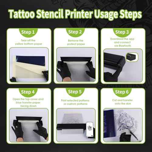Filter Tattoo Stencil Printer Kit - Printer Machine with 7 Strokes 2.0-4.0mm Tattoo Gun Machine, Extra 1600mAh Power Supply, 20Pcs Tattoo Cartridge Needles for Beginners and Artists