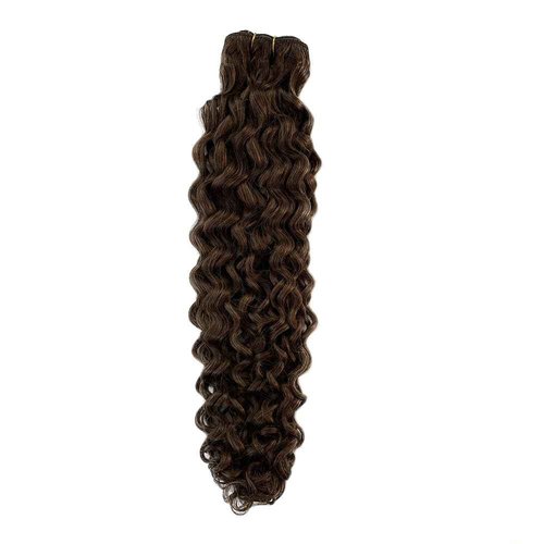 Sew in Hair Extensions Real Human Hair 24 Inch 120G Curly Weft Extensions Real Remy Hair Color #4 Chocolate Brown Deep Wave Hand Tied Weft Hair Extensions Human Hair for Women Wavy Human Hair Bundles