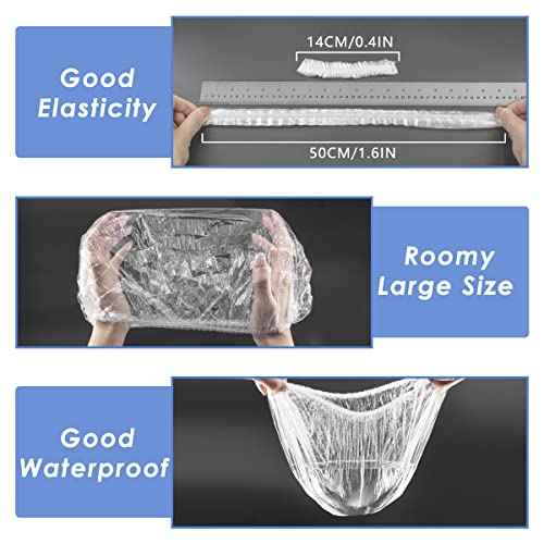 Aquior Shower Cap Disposable, 100 PCS Shower caps Large&Thick Waterproof Clear Plastic Elastic Hair Bath Caps For Women Kids Girls, Hotel and Hair Solon, Travel Spa, Home Use¡¦