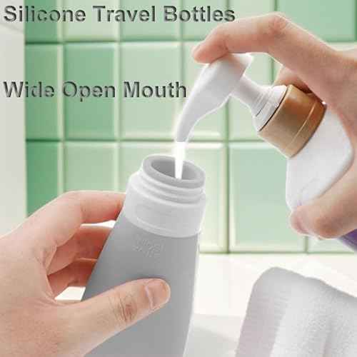 Silicone Travel Bottles, Leak Proof Squeezable Refillable Travel Accessories Toiletries Containers Travel Size Cosmetic Tube for Shampoo Lotion Soap Liquids (2oz Grey/blue/white/green)