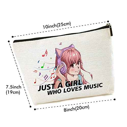 Anime Fans Makeup Bag Anime Lover Gift, Just A Girl Who Loves Music, Cosmetic Bag Gifts For Women Girl Friend Sister Daughter Granddaughter(5SM014)