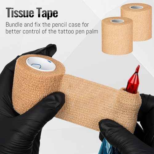 300Pcs Tattoo Machine bags, Tattoo Ppen Covers with 4 Pcs Bandage, 7.4 X 2.5inch, Halloween Disposable Cover Tattoo Machine Gun Bags Plastic Sleeve, Blue