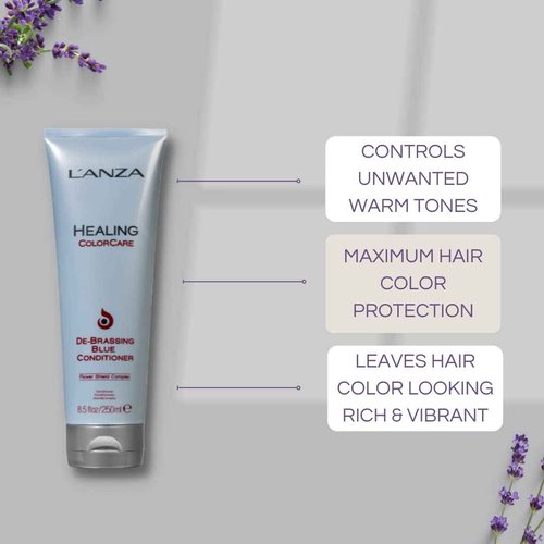 L'ANZA Healing ColorCare Ultra De-Brassing Professional Blue Conditioner - Color Toning Haircare to Eliminate Unwanted Brassiness, Sulfate-free Formula (33.8 Fl Oz)