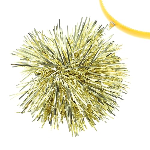 Beaupretty 2PCS Pom Headband Christmas Party Headpieces Tinsel Headwear for Women Adults for Halloween Christmas Golden