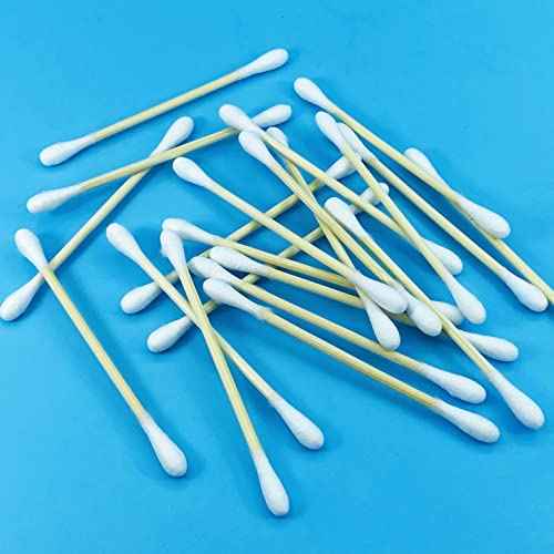 1050pcs CGR Organic cotton Swabs, 100% Cotton Double-Tipped, Bamboo Sticks(compostable), Travel Pack(3 Pack of 350 Swabs Total)