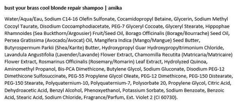 amika bust your brass cool blonde strength repair shampoo, 1000ml