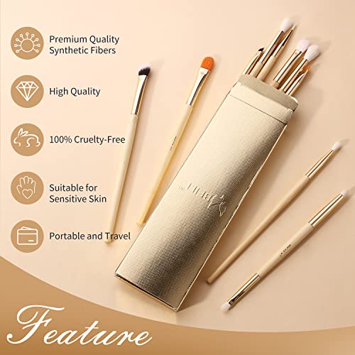 BEILI Eyeshadow Brushes Set 10pcs Duo End Eye Makeup Brushes Travel Makeup Brushes Set with Soft Synthetic Hairs & Real Bamboo Wood Handle for Eyeshadow, Blending,Concealer, Eyebrow, Eyeliners