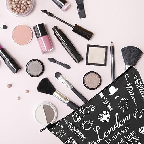 London City Skyline Zipper Pouch Makeup Bag - London Is Always A Good Idea (BLK)