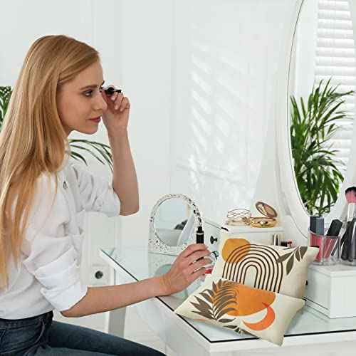 Pinkunn 6 Pcs Boho Makeup Bag Canvas Cosmetic Bags Makeup Pouch for Purse Sunshine Ray Retro Natural Linen Zipper Preppy Pouch Cute Organizer for Women, Bobo Style