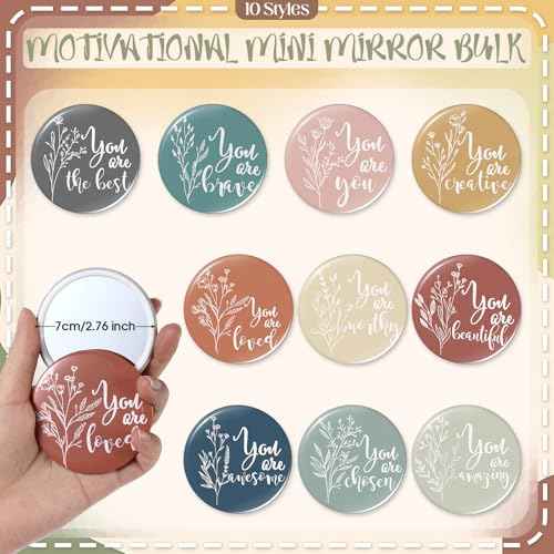 20 Pcs Employee Appreciation Gifts Inspirational Canvas Makeup Bags Compact Mirrors Bulk Cosmetic Bags Portable Mirror Thank You Gifts for Women Christmas Nurse Practitioner (Bohemian)