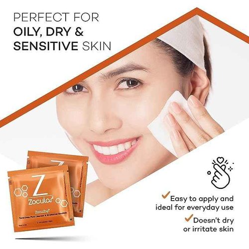 Zocular Zocuwipe Eyelid Wipes Eyelid Cleanser and Moisturizer Pads 30ct + Zocular ZocuZap Facial Wipes, 15 Count Bundle