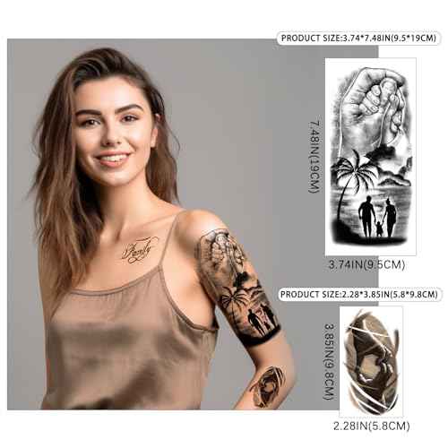 77 Sheets Family Temporary Tattoos - Fake Tattoos for Couple Dating, Family Gathering - Unity Symbol Tattoos for Valentine, Mother's Day, Father's Day, New Year Easter Gift