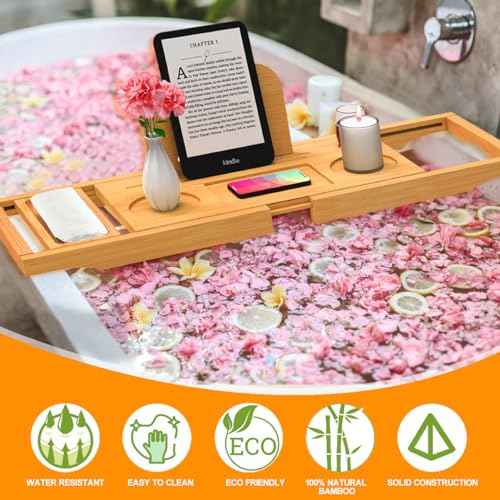 Bathtub Tray - Bath Tray Expandable - Bath Tub Tray Table for Bathtub, Ajustable Size, Fits Most Tubs